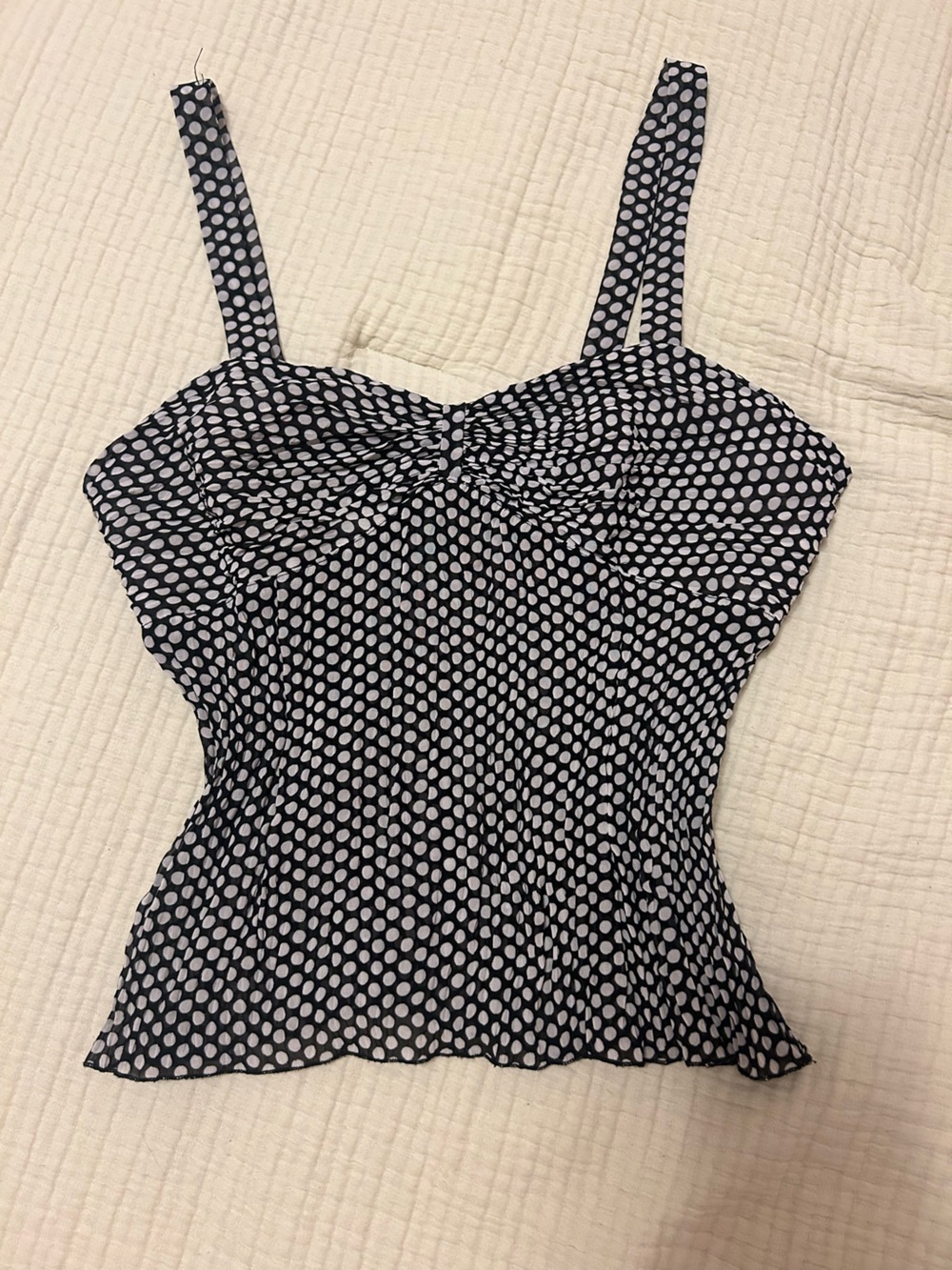 Black and White Polka Dot Spaghetti Strap Top